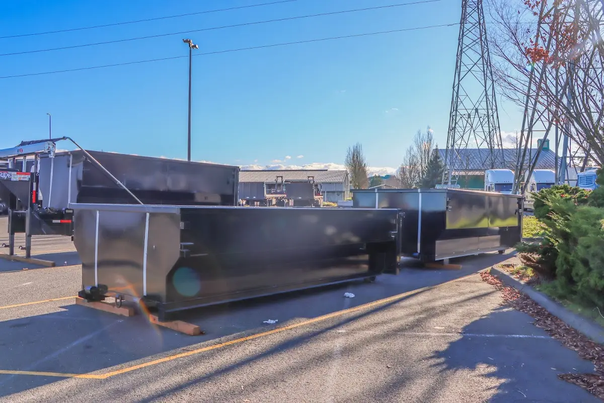 Roll-off dumpster ready for waste disposal at job site for 12 Yard Dumpster Rental in New Brighton